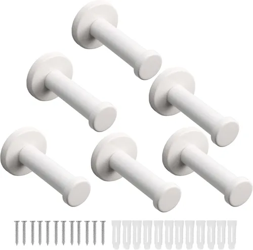 Miniatura 14 de Ganchos para toallas de baño, paquete de 6 ganchos redondos para abrigos, gancho resistente para bata montado en la pared, colgador de ropa Cromo