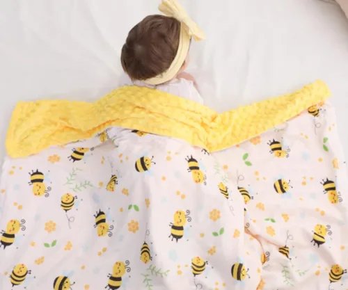 Miniatura 5 de Manta Bee Minky - Felpa suave de doble capa, de recién nacido a niño pequeño, respaldo con puntos, regalos para baby shower (30 x 40 pulgadas)