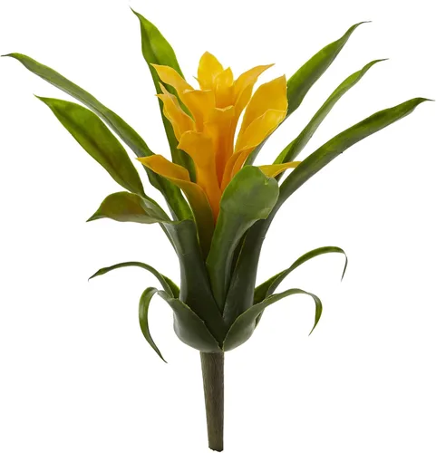 Miniatura 4 de Nearly Natural Tallo de flor artificial de bromelia de 11 pulgadas, juego de 6