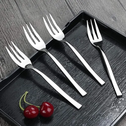 Miniatura 4 de Idomy Tenedores de degustación de 3 dientes de acero inoxidable para aperitivos, 12 piezas