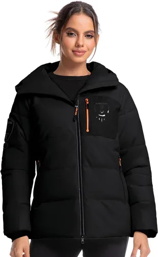 Miniatura 8 de Chaqueta aislante para mujer, resistente al viento, impermeable, con capucha, para esquí, snowboard, con múltiples bolsillos