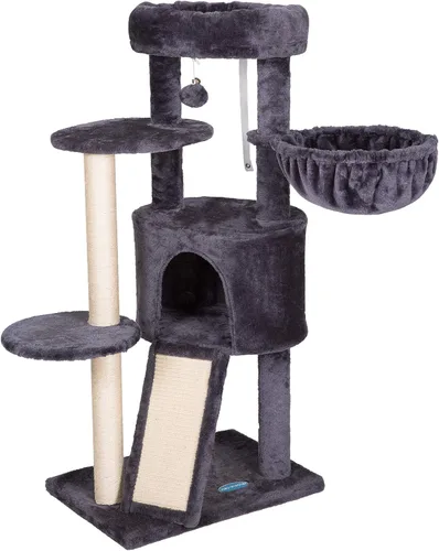 Miniatura 8 de Hey-brother Árbol para gatos con tabla de rascar, torre para gatos con perca acolchada de felpa y canasta acogedora, multiplataforma para saltar
