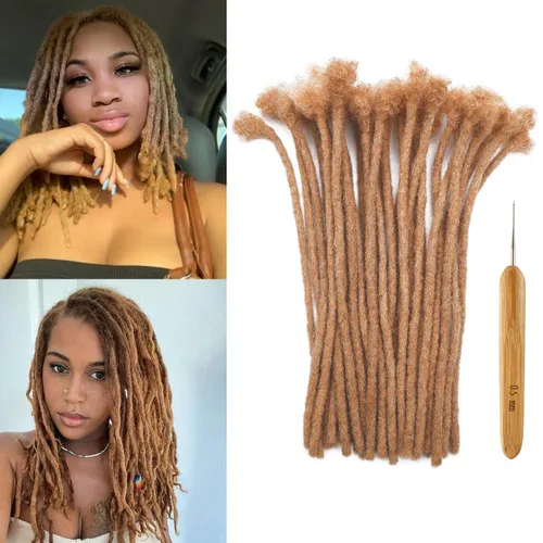 Miniatura 10 de Extensiones de rastas de cabello humano de 6 pulgadas de grosor, 10 hebras, extensiones de cabello humano real, negro natural para mujeres, hombres