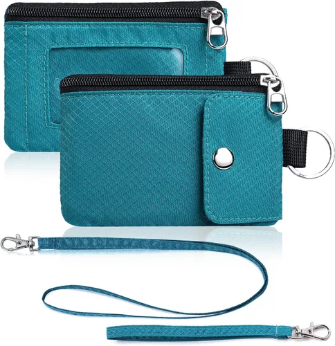 Miniatura 29 de Artpaxy Cartera minimalista para hombres y mujeres, llavero con bloqueo RFID, con cremallera, pequeña cartera con ventana de identificación, 2