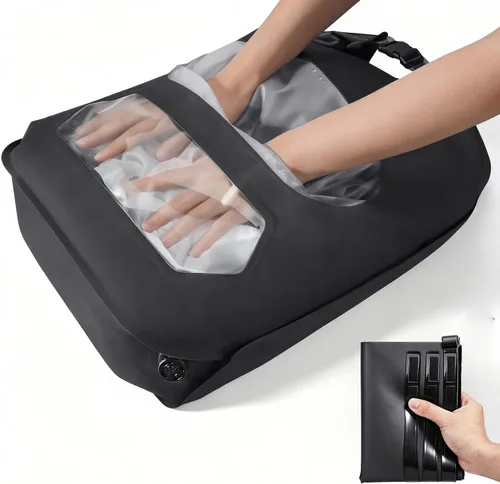 Bolsa de lavado portátil de viaje, diseño de válvula de aire 2 en 1 para lavado separado y menos uso de agua, bolsa de lavado de lavandería de viaje