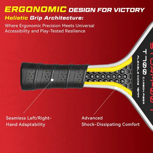 Miniatura 7 de YVmove T800 Carbon Fiber Pickleball Paddle with 16mm Dynamic Core, Premium Pickle Ball Thermoformed Unibody, Elongated Shape, Enhanced Power & Negro