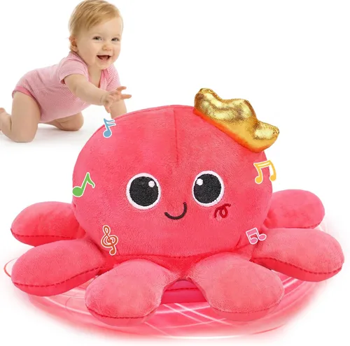 Miniatura 7 de Tsomtto Juguetes para bebés de 6 a 12 meses, peluche musical de pulpo, gateando, juguetes para caminar, con control de voz, juguete para bebés
