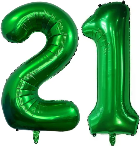 Lovoir Globo verde oscuro de 40 pulgadas con el número 12 del número 21 de gran tamaño gigante, globos de helio verde oscuro para fiesta de Número