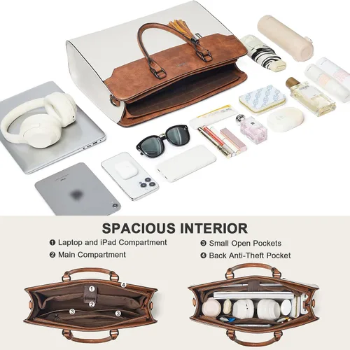 Miniatura 6 de Shrrie Bolsa para laptop de 17 pulgadas para mujer, bolsa de trabajo resistente al agua, maletín con bolso