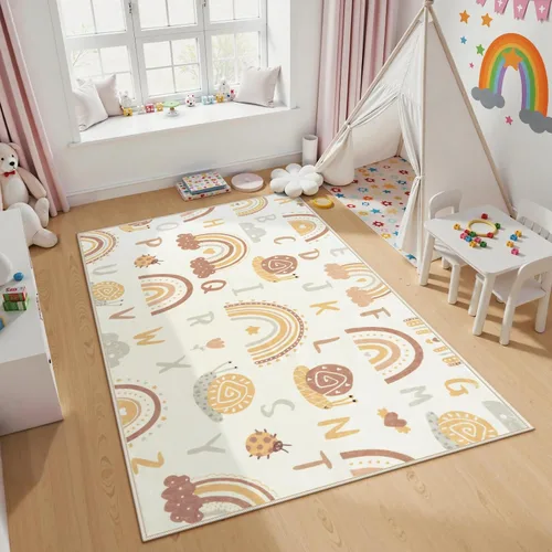 Miniatura 2 de LIVEBOX Alfombra suave ABC para niños, alfombras lavables de arco iris para dormitorio, alfombra antideslizante para sala de juegos, bonita alfombra
