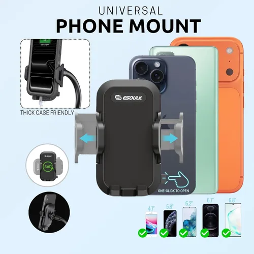 Miniatura 6 de ] Soporte para teléfono mejorado de 15 pulgadas para automóvil, soporte de teléfono de cuello de cisne largo ajustable con base expandible estable