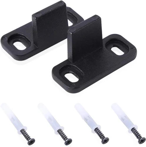 Miniatura 2 de Homode Guía de suelo para puerta de granero, metal negro mate montado en el suelo, guía inferior ajustable para puertas correderas (paquete de 2)