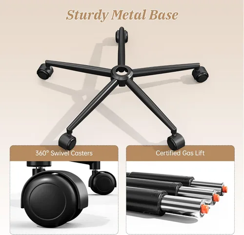 Miniatura 7 de DurayLoly Silla de tocador con ruedas, bonita silla de escritorio sin brazos con respaldo, silla de oficina pequeña giratoria de 360° en altura Rosa