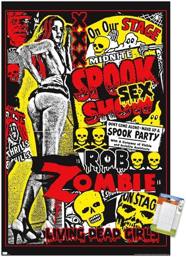 Miniatura 10 de Rob Zombie - Póster de pared de niñas muertas vivientes, 22.4 pulgadas de largo x 14.7 pulgadas de ancho, versión enmarcada de madera de granero