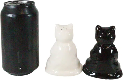 Miniatura 8 de Ebros Gift Blanco y negro Yin Yang Monasterio de monje zen religioso Buda Gatos Monjes Meditación Cerámica Sal y Pimentero Estatuilla Set Feng Shui