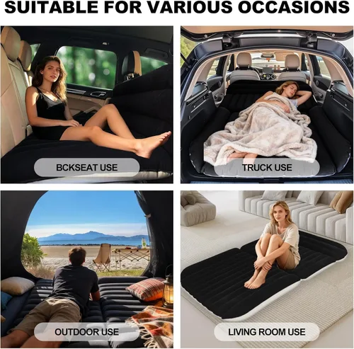 Miniatura 2 de colchón de aire para SUV – Cama inflable para asiento trasero con bomba de aire eléctrica, almohadilla para dormir portátil para acampar y viajar