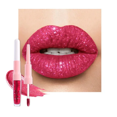 Miniatura 28 de evpct Juego de delineador de labios y lápiz labial metálico rosa claro, para mujeres, de larga duración, impermeable, 24 unidades, color rosa claro