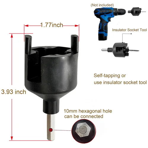 Miniatura 6 de Aislador eléctrico para cerca, aislador atornillado, anillo de valla de madera, aislador de poste con herramienta aislante para zócalo para cría