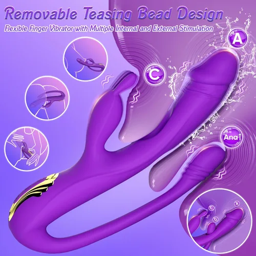 Miniatura 2 de Juguetes sexuales vibrador para mujeres – vibrador de punto G conejo consolador de 3 en 1 con 10 modos de vibración y tapón anal removible