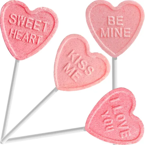 Miniatura 4 de Fruidles Surtido de paletas de corazón de San Valentín, caramelos prensados de dextrosa, bésame y sé mío, te amo y dulce corazón, envueltos