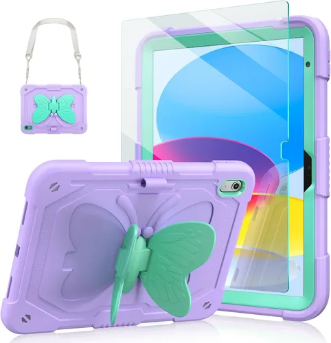 Miniatura 15 de Ambison Funda para iPad de 9ª/8ª/7ª Generación de 10.2 pulgadas con Protector de Pantalla de Vidrio, Cubierta Protectora Resistente a Prueba