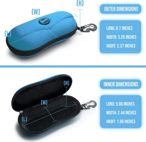 Miniatura 3 de BLUPOND Funda de gafas de sol semiduro de EVA con gancho de metal para colgar clip de cinturón para almacenamiento de gafas de sol