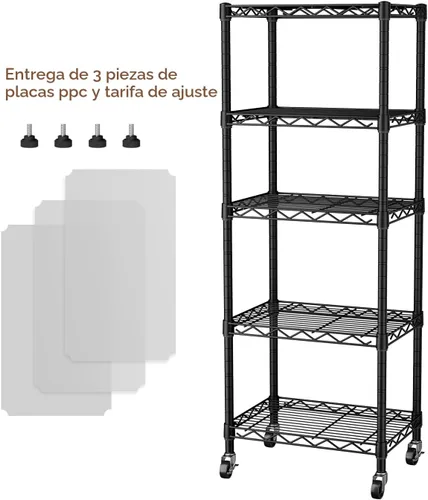 Miniatura 4 de Golpart Estantería pequeña de 5 niveles de alambre de almacenamiento, estante de metal, organizadores ajustables, estantes de almacenamiento