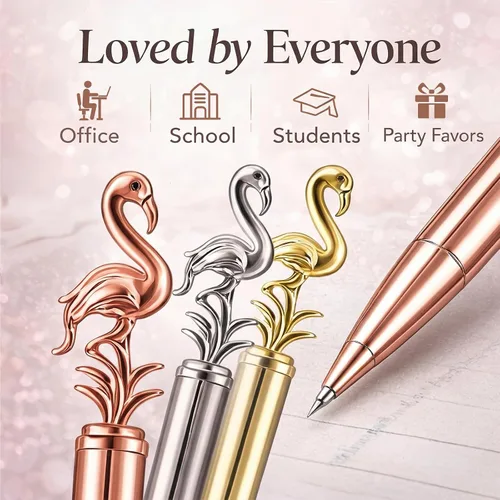 Miniatura 4 de Outus 8 bolígrafos de flamenco lindos bolígrafos de regreso a clases, suministros de papelería, bolígrafo de metal, regalo para mujeres, profesores