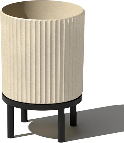 Miniatura 76 de Veradek Demi Series - Maceta redonda con soporte para porche o patio, compuesto de piedra de plástico duradero y soporte de madera, decoración