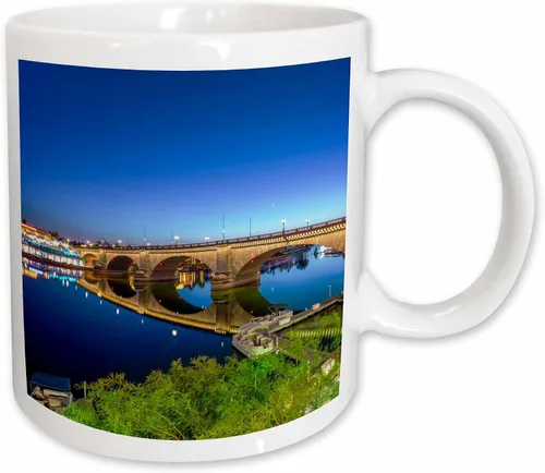 Miniatura 11 de 3dRose Use Arizona Lake Havasu City View of London Bridge at Sunset - Taza de dos tonos, 11 onzas, azul