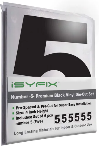 Miniatura 40 de iSYFIX Calcomanías de vinilo negro con el número 7 (siete), paquete de 6 calcomanías autoadhesivas de 7 pulgadas, calcomanías troqueladas y Negro