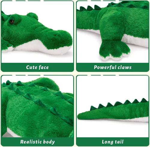 Miniatura 5 de MorisMos Animales de peluche gigantes de delfín de 55 pulgadas, juguete de peluche grande de delfín azul suave, regalos marinos de océano para niños