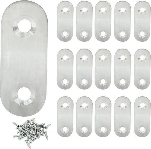 Paquete de 16 soportes rectos de placa plana de acero inoxidable de 1.5 pulgadas, soporte de metal plano de 1.5 pulgadas, soportes de metal de 1.5