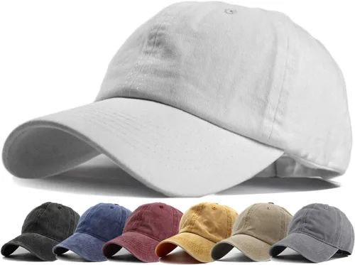 Miniatura 14 de HH HOFNEN Gorra de béisbol de algodón de sarga lavada y desgastada, vintage, ajustable, para hombre y mujer
