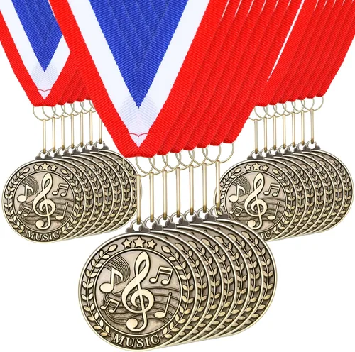 Miniatura 22 de Quelay 30 piezas Medallas de premio de 2" al por mayor, medallas ganadoras de oro con cintas para el cuello, medallas de trofeo de metal, premio