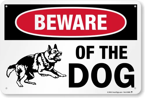 Miniatura 11 de SmartSign Letrero de metal con gráfico "Beware of The Dog" de 7 x 10 pulgadas, aluminio laminado a prueba de óxido, rojo, negro y blanco, fabricado