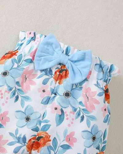Miniatura 28 de SUNNY PIGGY Ropa para bebé recién nacida, con volantes, mameluco de algodón floral, conjunto de pantalones de algodón para niñas