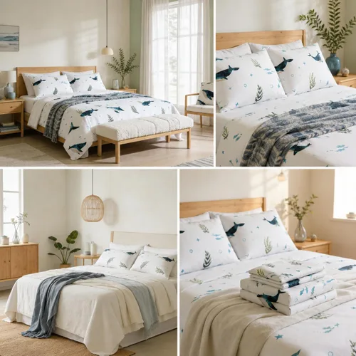 Miniatura 3 de Where The Polka Dots Roam Nautical Ocean - Juego de ropa de cama individual – Juego de cama de 3 piezas súper suave para niños con sábana bajera