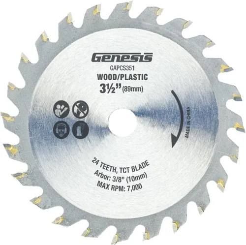 Miniatura 3 de Genesis GACSB451 Hoja de sierra circular con punta de carburo de tungsteno de 4 1/2 "24 dientes