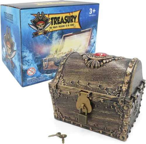 Miniatura 6 de Cofre del tesoro para niños, cofre de pirata de juguete de plástico decorativo, caja de almacenamiento de colección de tesoros del profesor