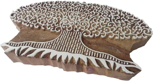 Miniatura 25 de Sello de madera de arcilla Patrón de árbol grande Bloque de impresión grande