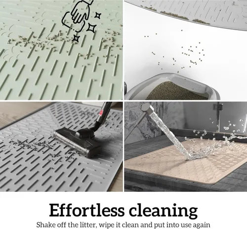 Miniatura 8 de OHMO Alfombrilla Grande para Arena de Gatos Alfombrilla de Captura Premium Goma de Silicona 31.5 x 23.6 pulgadas Gris Ceniza, Alfombrilla para Caja