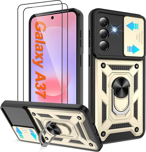 Miniatura 14 de ATUMP Funda para T-Mobile Revvl V Plus 5G con protector de pantalla HD con cubierta de cámara deslizante, soporte de anillo de rotación de 360° Negro