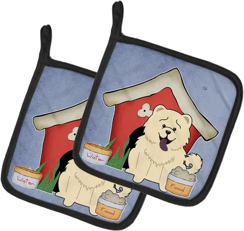 Caroline's Treasures BB2894PTHD Dog House Collection Chow Chow Chow - Par de soportes para ollas, 7.5HX7.5W, multicolor 4-Azul