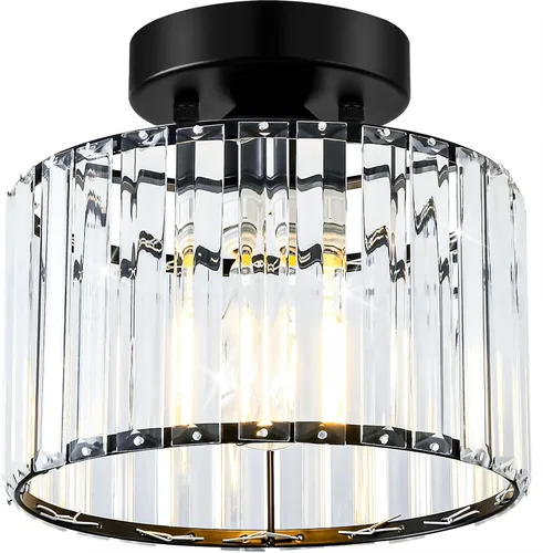 Miniatura 17 de Lámpara de techo semiempotrada de cristal dorado moderna, lámpara de pasillo moderna de montaje semiempotrado, lámpara de techo de metal cercana al