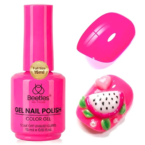 Miniatura 37 de Beetles - Esmalte de uñas de gel verde luminoso que brilla en la oscuridad, esmalte de uñas de gel que se absorbe con lámpara LED UV, arte de uñas