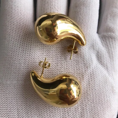 Miniatura 4 de Tear Drop Earrings for Women Chunky Hollow Waterdrop Gold Hoop Earrings Hypoallergenic 18k Gold Plated Stainless Steel Earrings Fashion Jewelry for