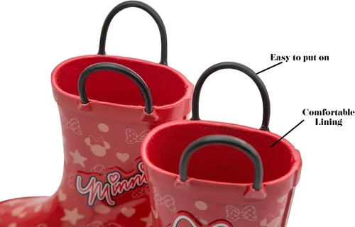 Miniatura 3 de Disney Botas de lluvia de goma de Minnie Mouse y Mickey Mouse, impermeables, fáciles de poner, tallas para niños pequeños y niños pequeños, niños