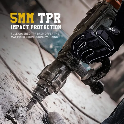 Miniatura 2 de HANDLANDY HLDD - Guantes de trabajo resistentes, guantes de impacto con protector TPR, guantes de trabajo mecánico antivibraciones para hombres