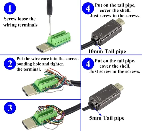 Miniatura 5 de Adaptador de terminal de tornillo HDMI sin soldadura, módulo HDMI macho sin soldadura, caja de conexiones, conector de cable HD, módulo de señal